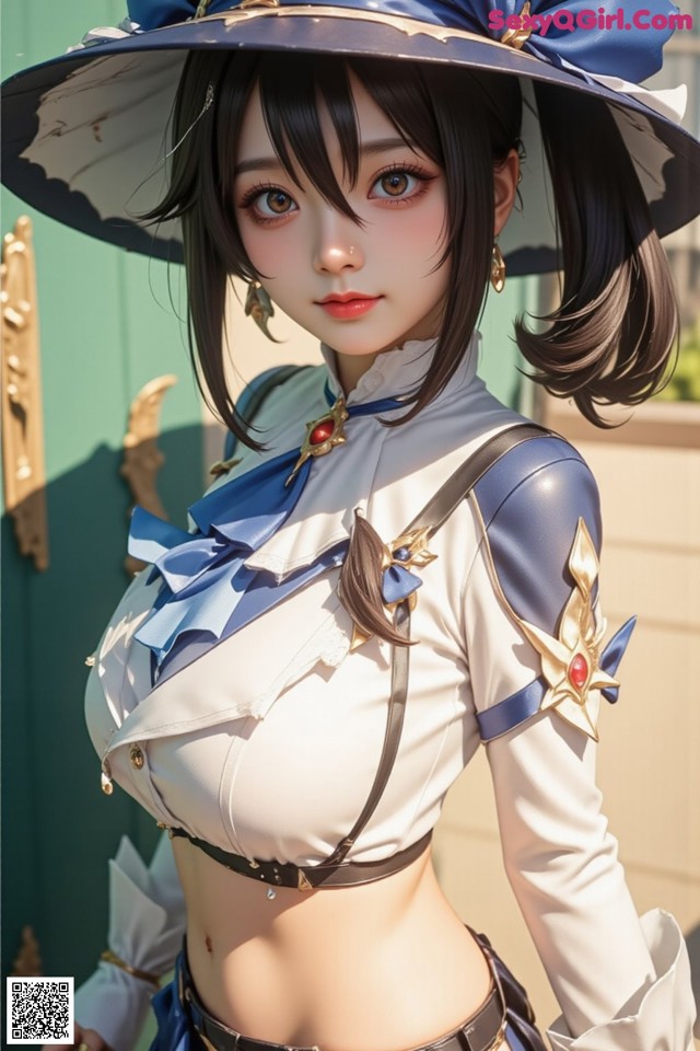 Hentai - Luminous Charm of the Aquatic Enchantress Set.1 20250125 Part 11 No.f1f7ce A woman in a blue and white outfit and hat.