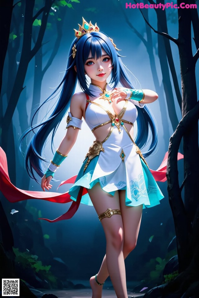 Hentai - Under the Radiance of Celestial Grace Set.2 20250124 Part 12 No.da33bc A woman in a blue and white dress with a crown on her head.