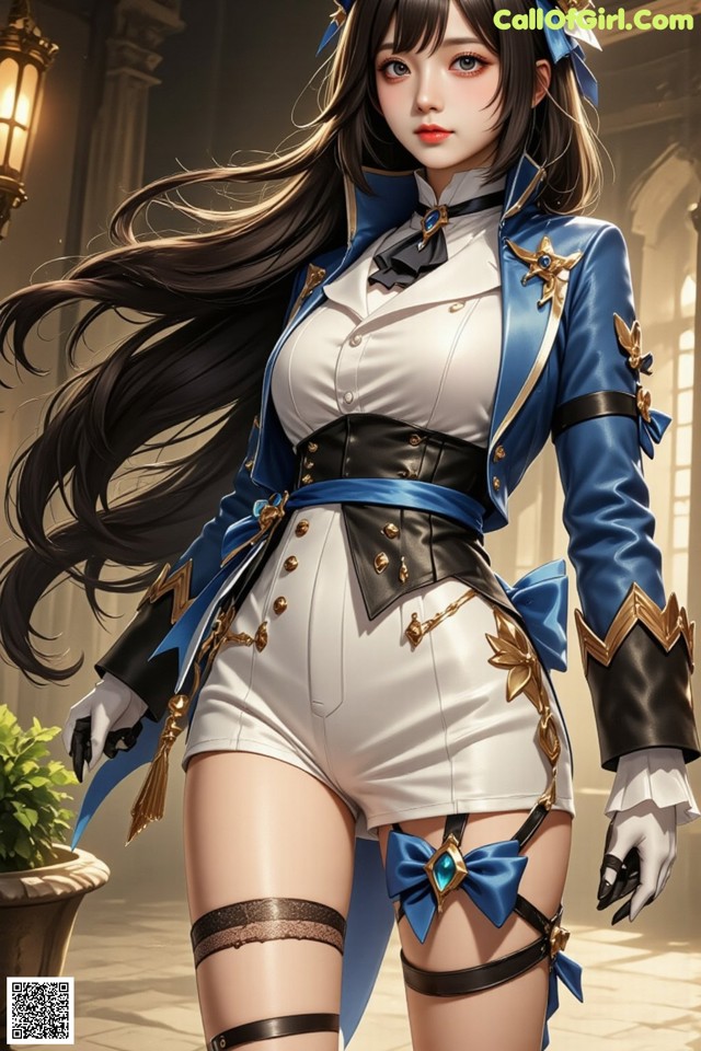 Hentai - Luminous Charm of the Aquatic Enchantress Set.1 20250125 Part 13 No.62b18d A woman in a blue and white outfit is posing for a picture.